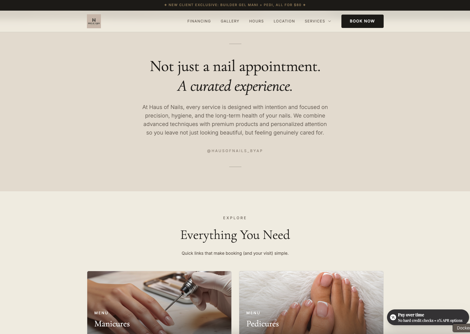 Haus of Nails website built by Miami Web Lab