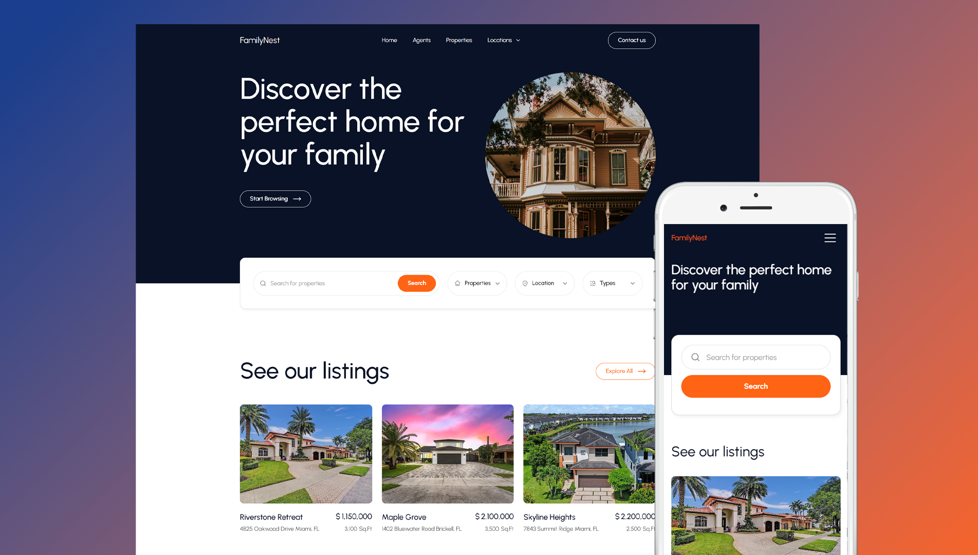 real estate web design miami website